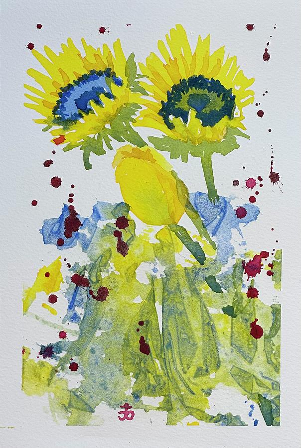 Sunflowers for Ukraine #361 Painting by Cindy Bale Tanner