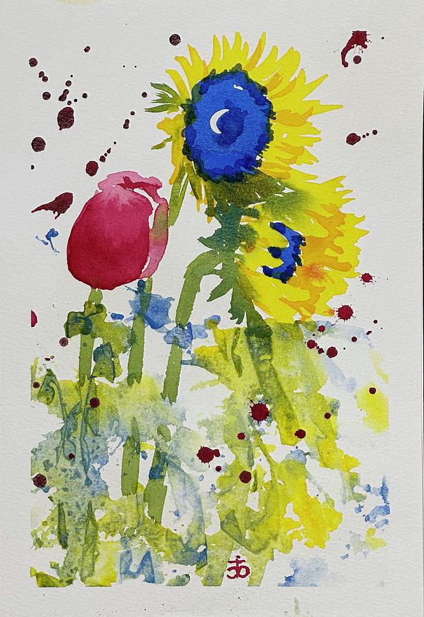 Sunflowers for Ukraine #362 Painting by Cindy Bale Tanner