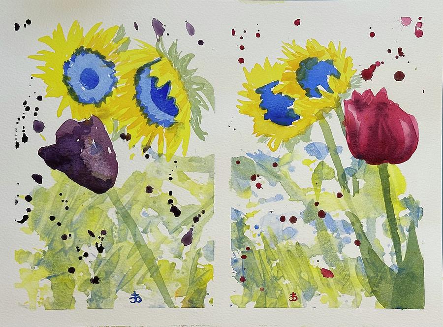 Sunflowers for Ukraine #364 Painting by Cindy Bale Tanner
