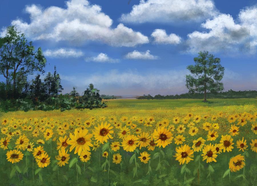 Sunflowers for Ukraine  Digital Art by Peggy Kahan