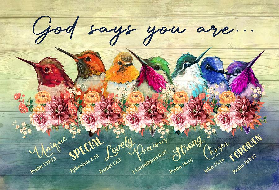 BEEPBOOP God Says You are Hummingbird Sunflower Canvas Wall Art Prints Room Decor for Home Office Apartment Wall Decor Unframed Poster Wall Decoration ready to hang 16X16 in