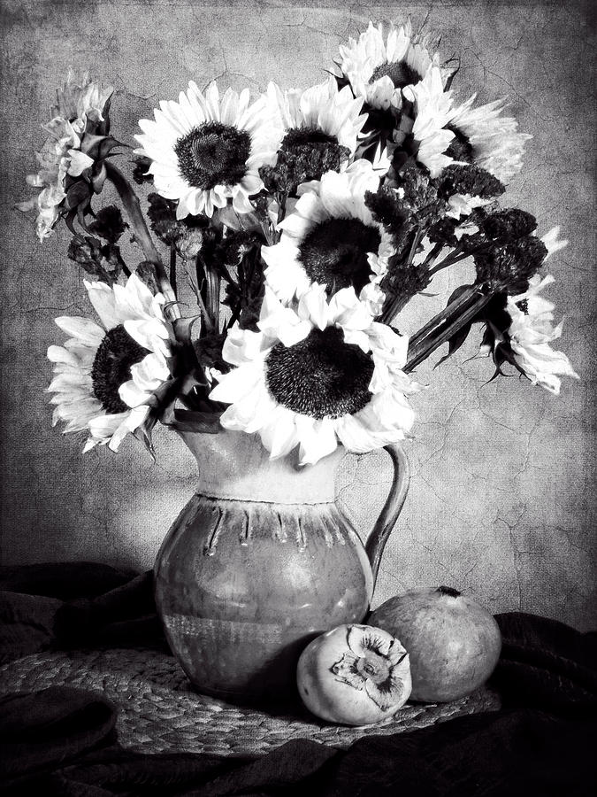 Sunflowers in a Clay Pot Photograph by Sandra Selle Rodriguez