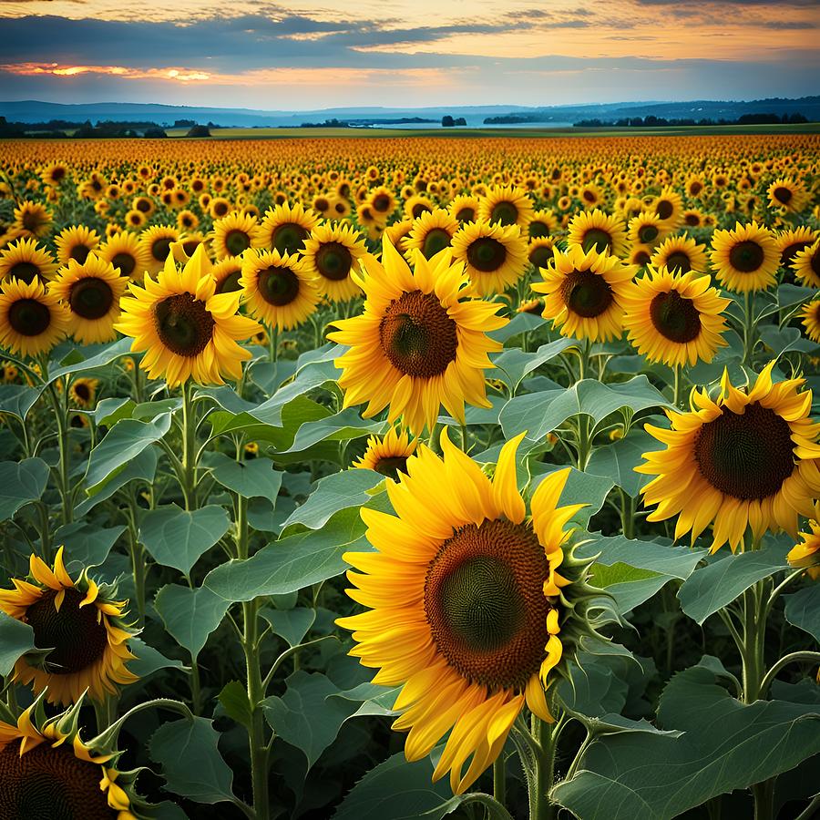 Sunflower Photograph - Sunflowers in Bloom by Dany Lison