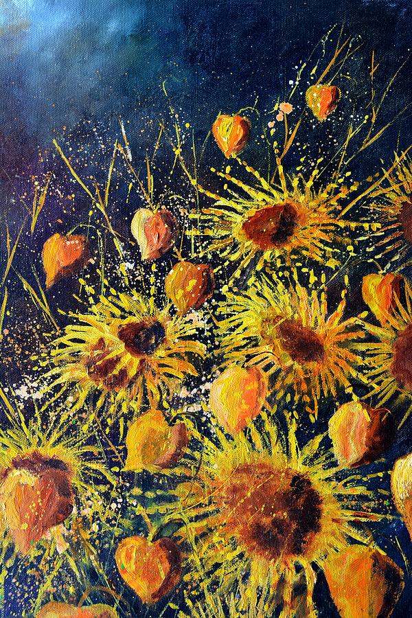 Sunflowers in full bloom Painting by Pol Ledent
