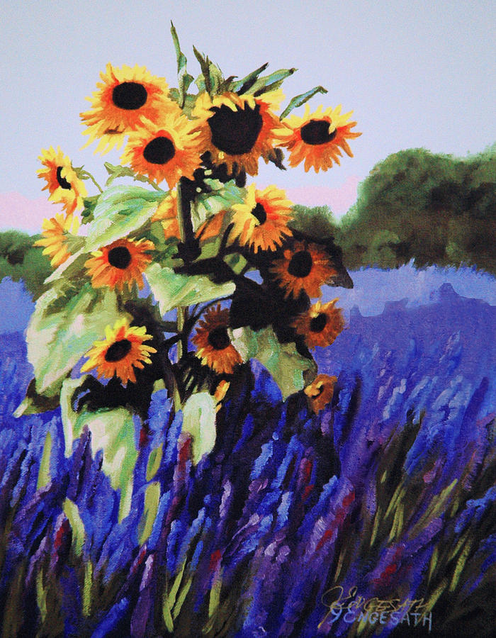 Sunflowers in Lavender Painting by Jeanne Engesath Fine Art America