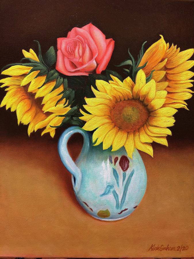 Vase Painting - Sunflowers in Maria LuisaVase by Kirk Graham