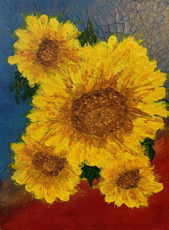 Sunflowers in Primary Colors Painting by Kathleen Krueger - Fine Art ...