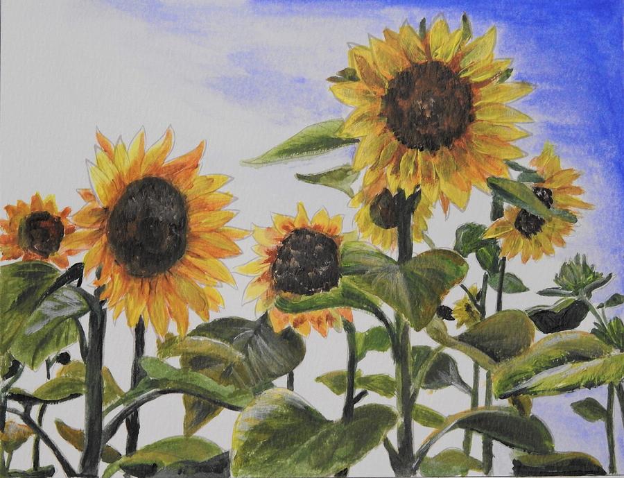 Sunflowers in the Sunshine Painting by Betty-Anne McDonald
