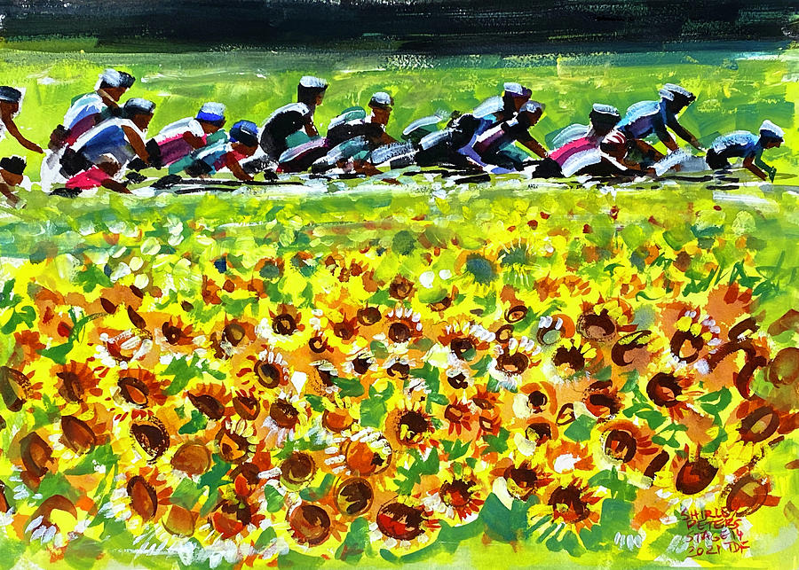 Paris Painting - Sunflowers in the Valley Stage 14 TDF2021 by Shirley Peters