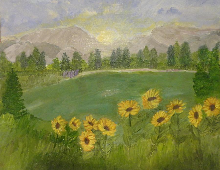 Sunflowers in The Wild Painting by Rosie Foshee
