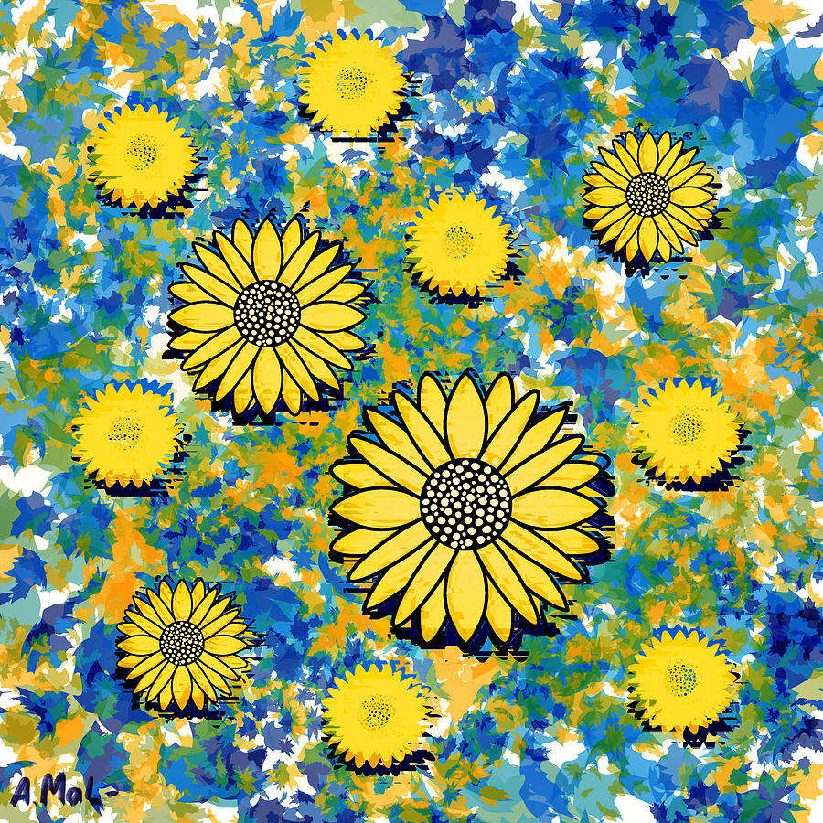 Sunflowers in Ukraine Digital Art by Anastasiya Malakhova