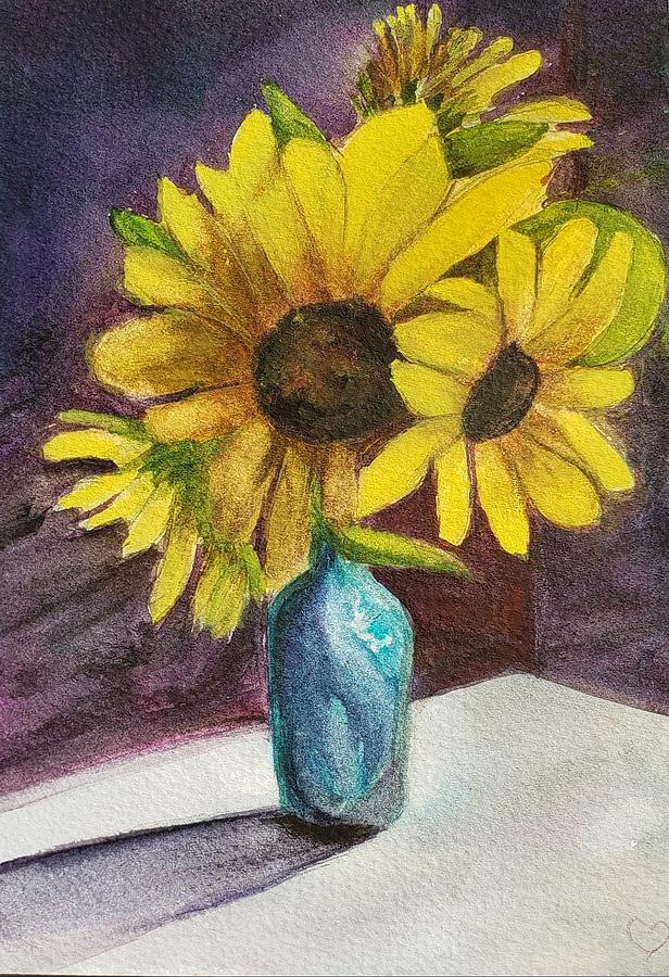 Sunflowers in Vase Painting by Deahn Benware