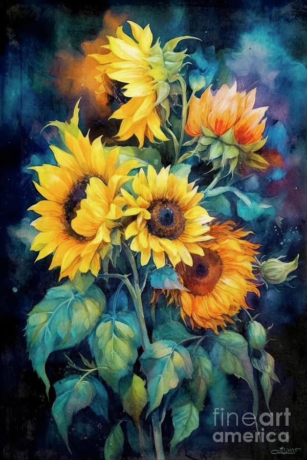 Sunflowers Digital Art by Jutta Maria Pusl