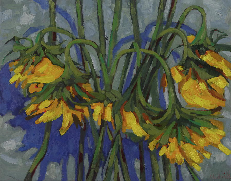 Sunflowers Last Day Painting by Phil Chadwick