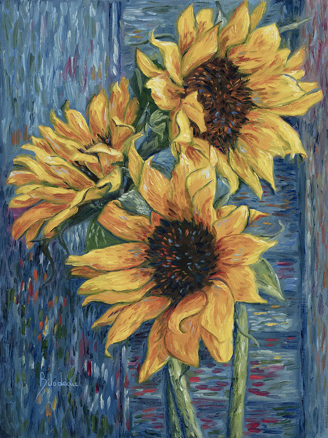 Sunflowers Painting by Lucie Bilodeau