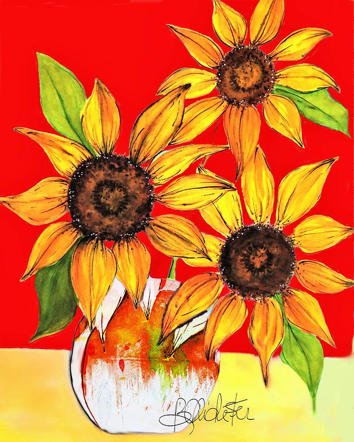 Sunflowers Of Enchantment Painting by Barbara Chichester