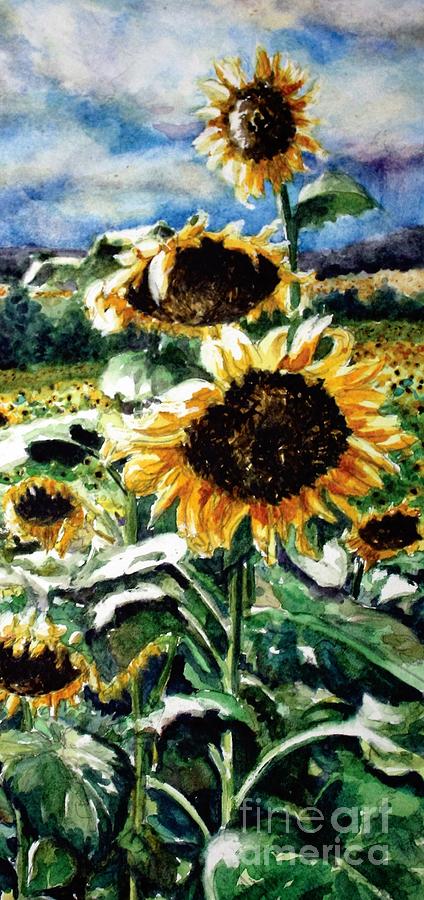 Sunflower Painting - Sunflowers off of Detour Rd, Bowling Green, KY  detail by Misha Ambrosia