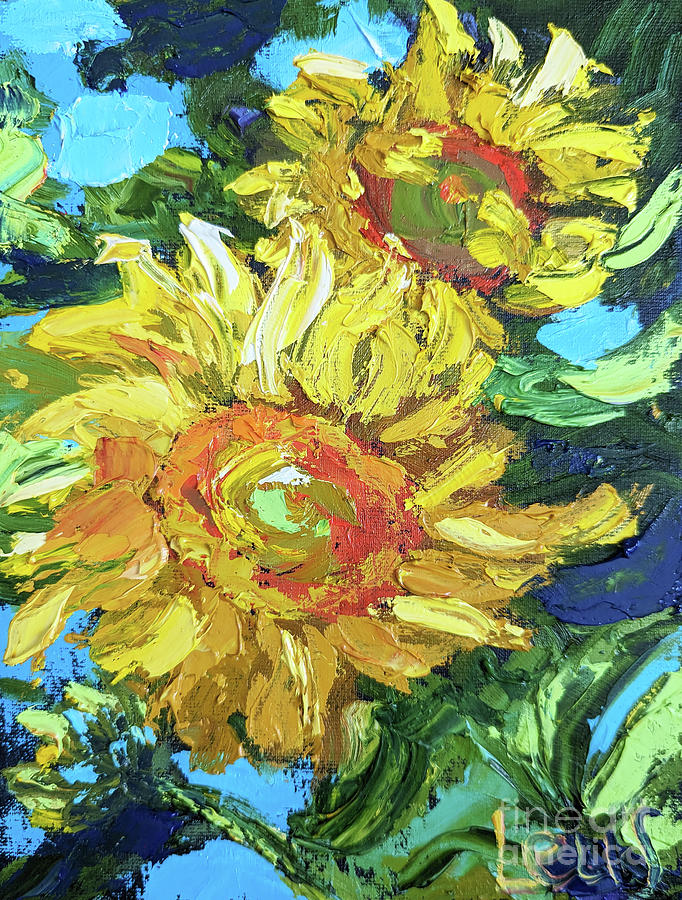 Sunflowers On The Sun In The Summer Painting By Olena Leus - Pixels