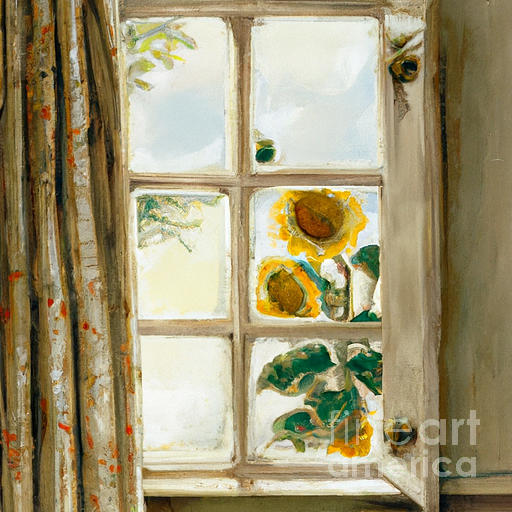 Sunflowers Peeking Through Window Digital Art by Carol Riddle