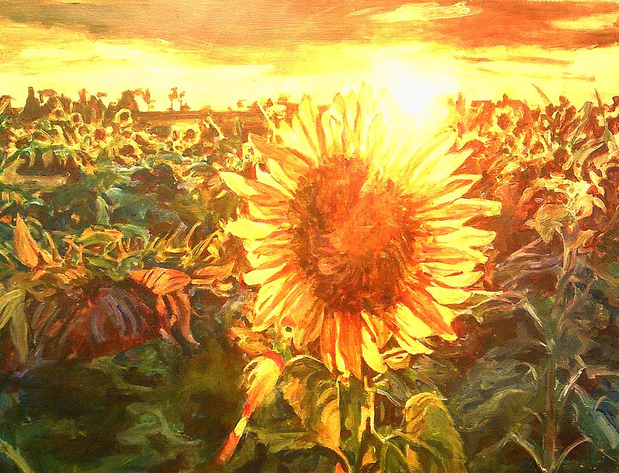 Sunflowers Painting by Rosanne Gartner