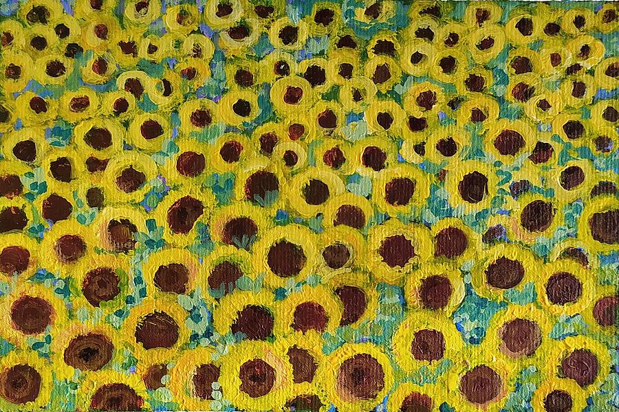 Sunflowers seeking attention Painting by Asha Sudhaker Shenoy
