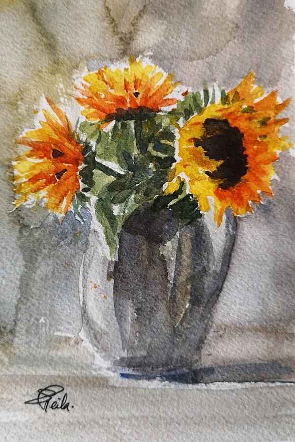 Sunflowers Painting by Sheila Romard