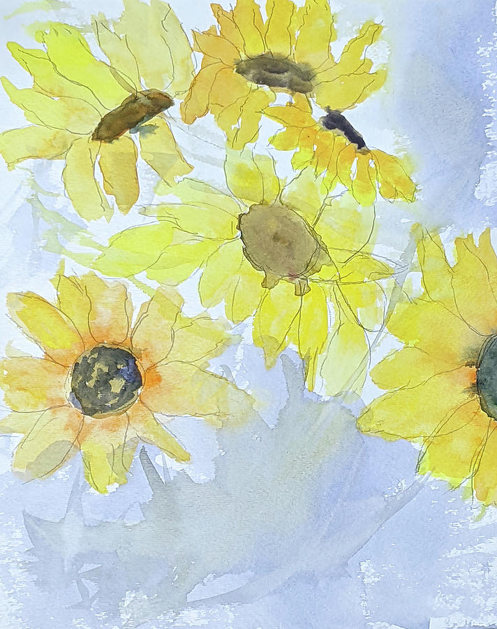 Sunflowers Sketch CACday 80 Painting by Cathy Anderson