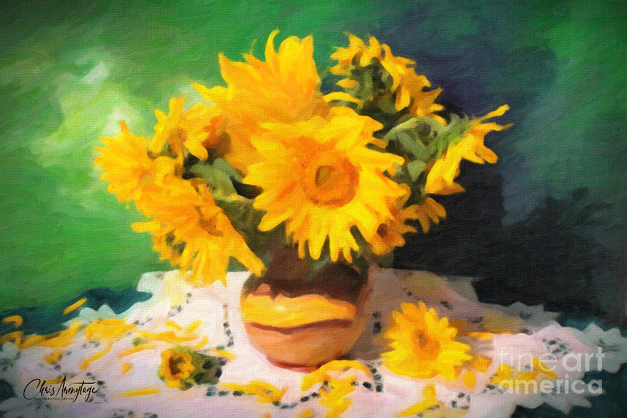 Sunflowers Still Life Painting Painting by Chris Armytage
