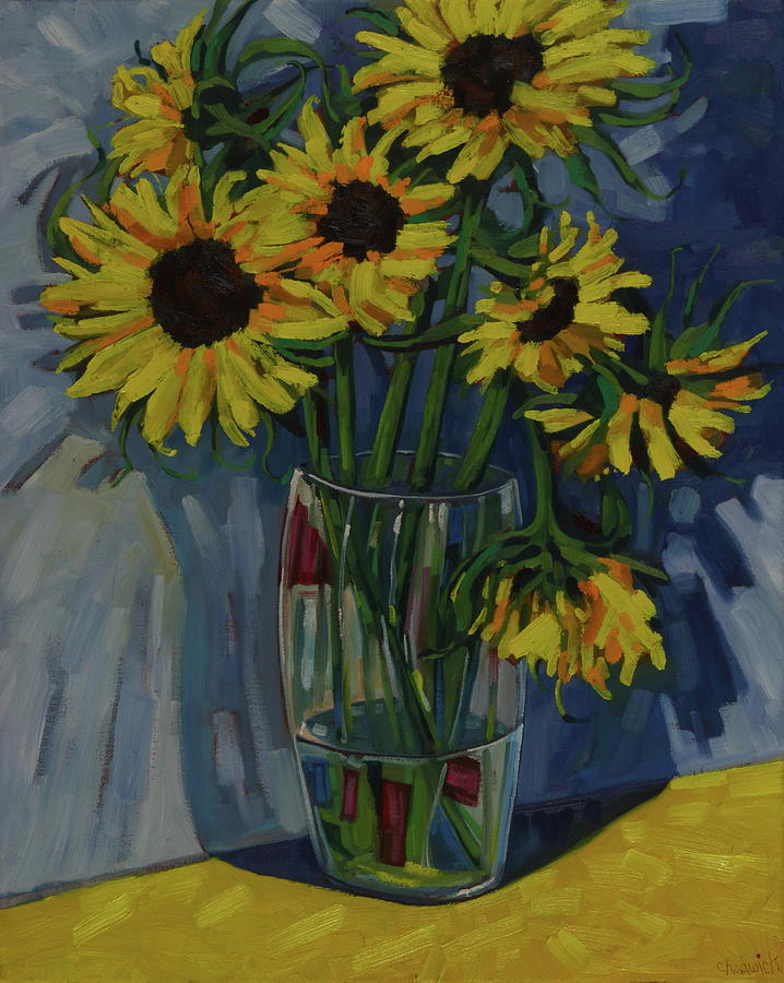 Sunflowers Still Shining Painting by Phil Chadwick