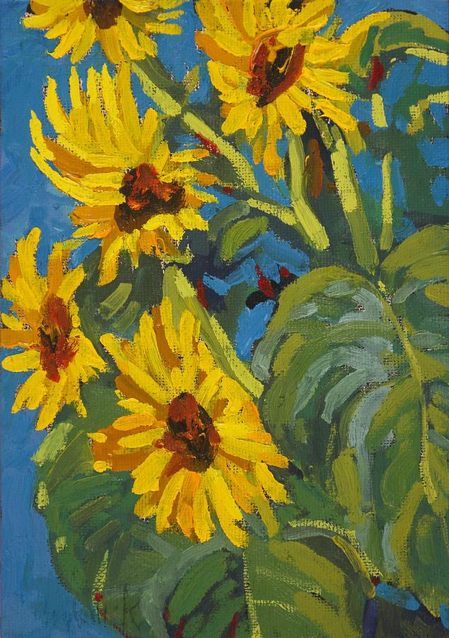 Sunflowers Turned to the Sun Painting by Phil Chadwick