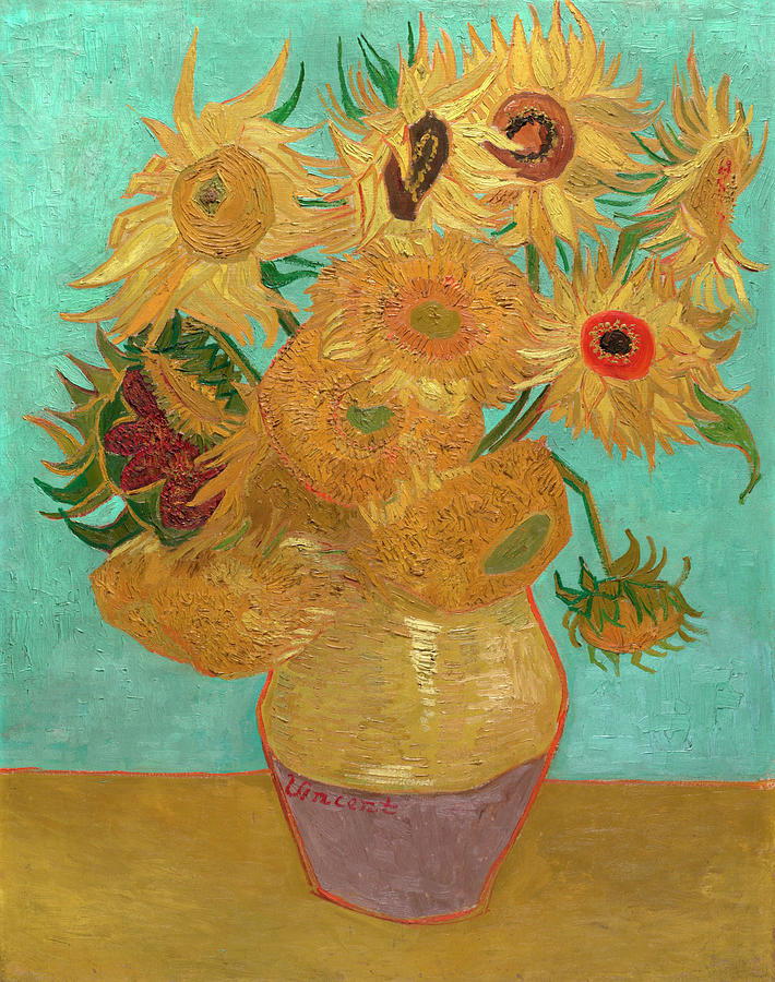 Sunflowers / Vase with Twelve Sunflowers. Date/Period Arles, January 1889. Painting. Oil on canv... Painting by Vincent Van Gogh