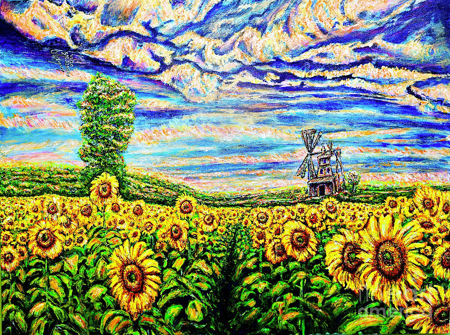 Sunflowers Painting by Viktor Lazarev