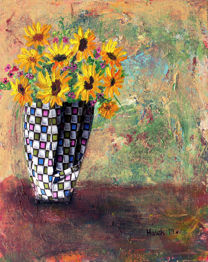 Sunflowers Warmth  Mixed Media by Haleh Mahbod