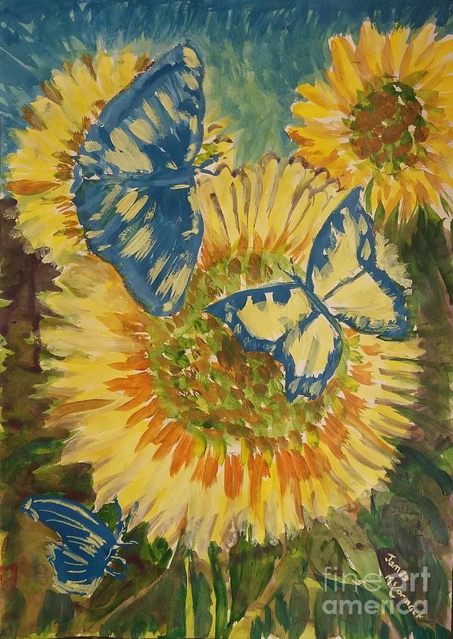Sunflowers with Butterflies Painting by James McCormack