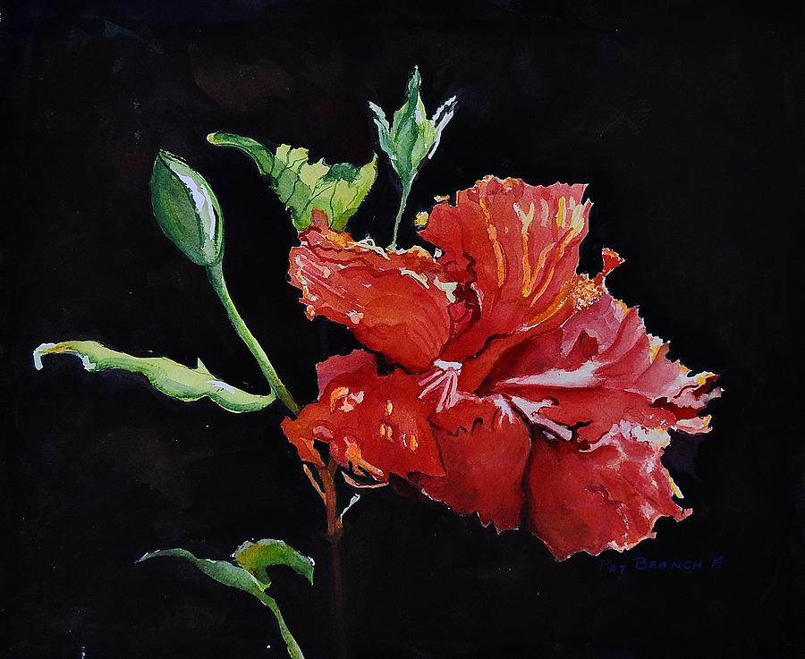 Sunken Gardens Hibiscus Unshaded Painting by Pat Branch-Fontaine