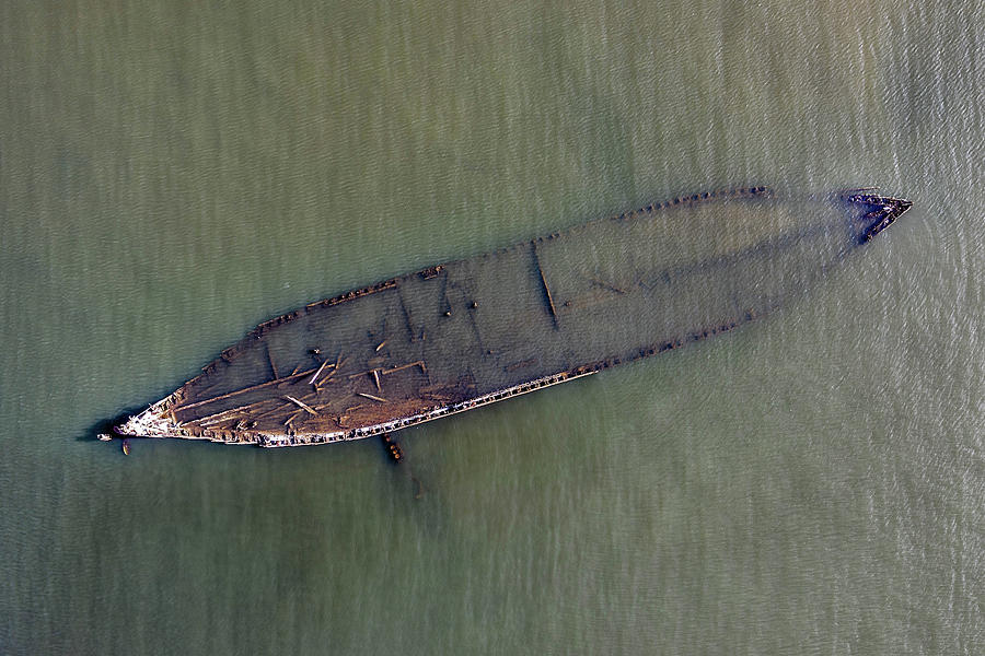 Sunken Ship Photograph - Sunken Ship by Wayne Higgs