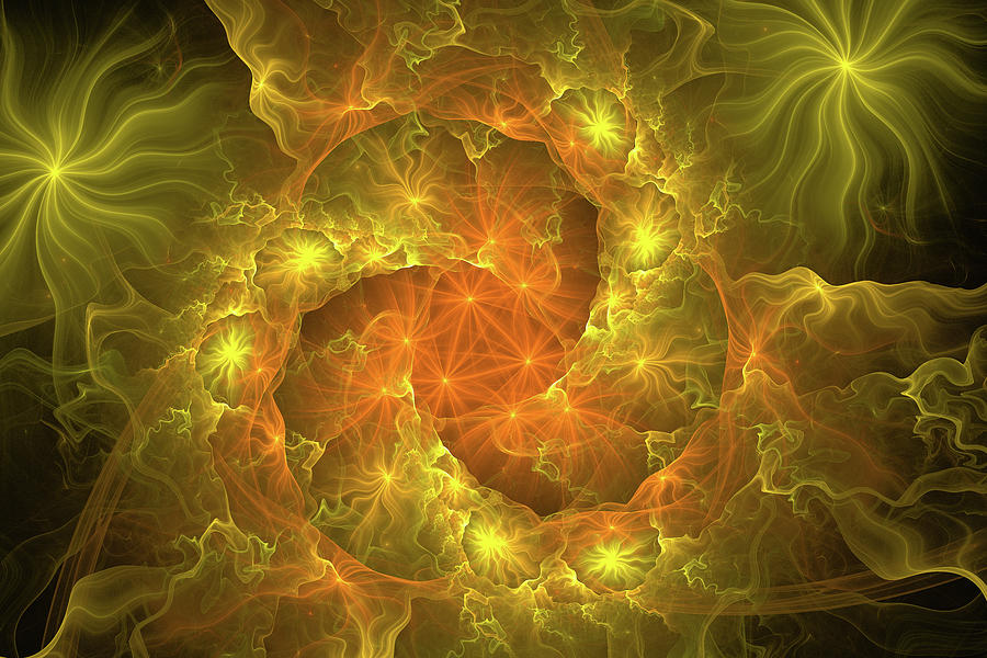 Sunlight Energy Orange and Yellow Fractal Digital Art by Matthias Hauser