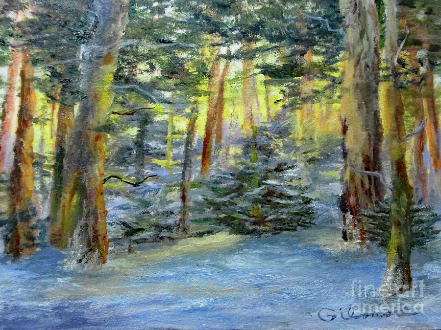 Sunlight in the Woods Painting by Roseann Gilmore