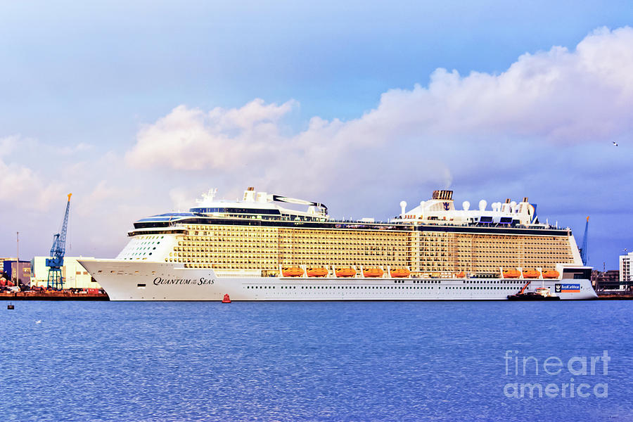 Transportation Photograph - Sunlight light on the Quantum of the Seas by Terri Waters