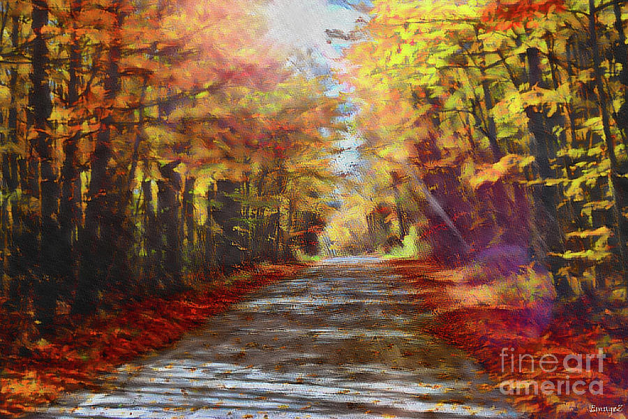 Sunlight On A Country Road Oil 3 Digital Art