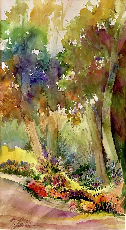 Leaves Painting - Sunlight on Susanville Trees by Therese Fowler-Bailey Leaves Painting - Sunlight on Susanville Trees by Therese Fowler-Bailey