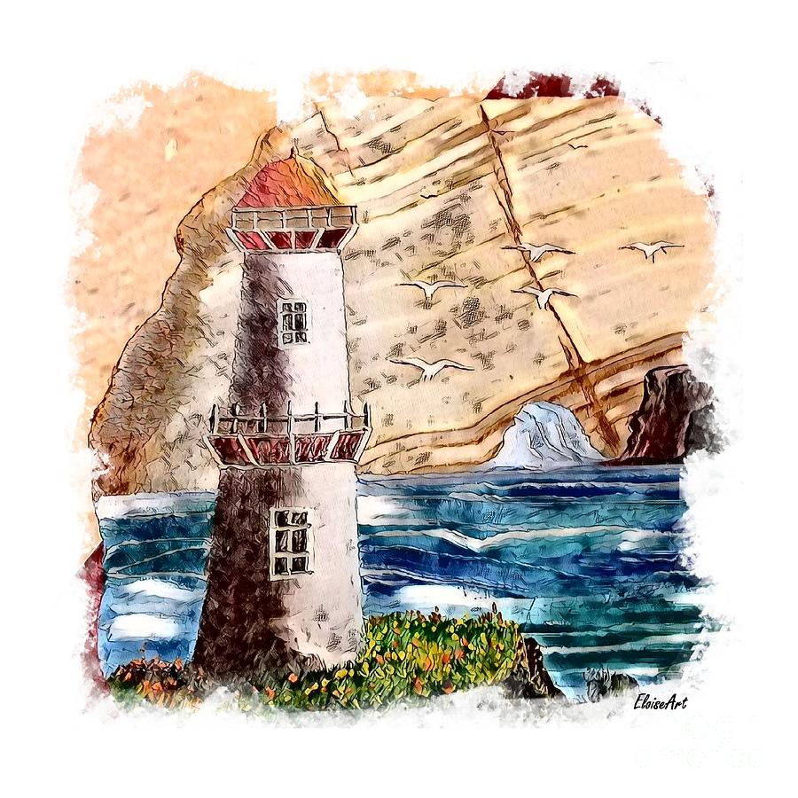 Sunlight on the Old Lighthouse Painting by Eloise Schneider Mote