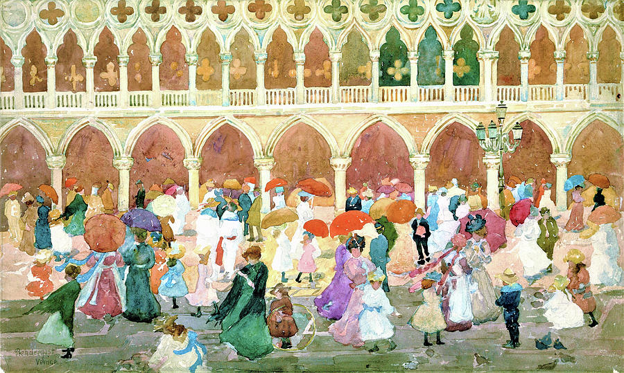 Sunlight on the Piazzetta - Digital Remastered Edition Painting by Maurice Brazil Prendergast