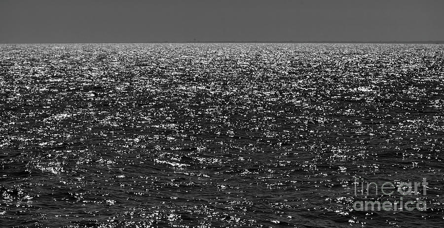 Black And White Photograph - Sunlight Reflecting off of the Atlantic Ocean by Marthas Vineya by David Oppenheimer