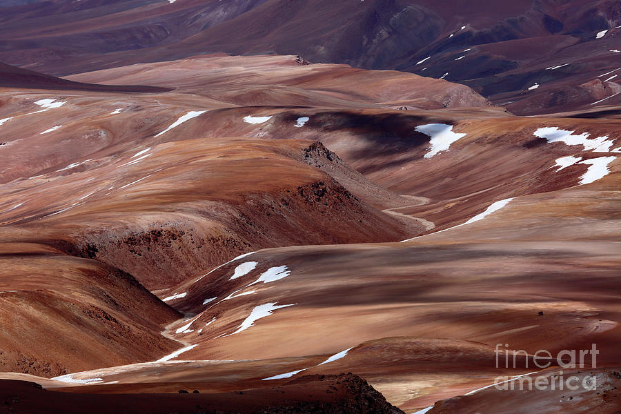 Sunlight shadows and valleys abstract in the Puna de Atacama Chile Photograph by James Brunker