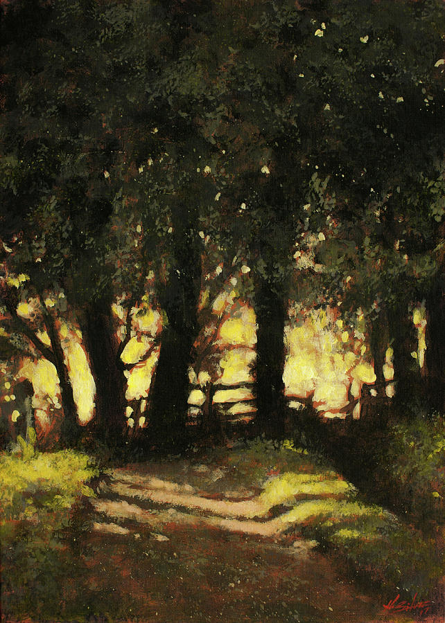 Sunlight Through Trees I Painting