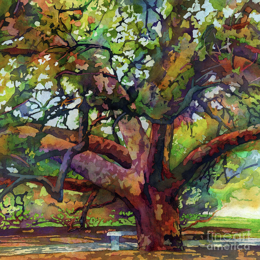 College Station Painting - Sunlit Century Tree - 100 Years Old Oak by Hailey E Herrera