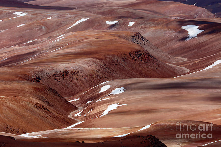 Sunlit desert and valleys abstract Puna de Atacama Chile Photograph by James Brunker