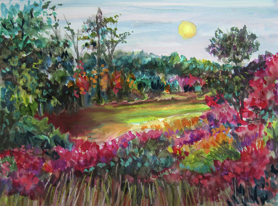 Sunlit Field Painting by Jean Batzell Fitzgerald