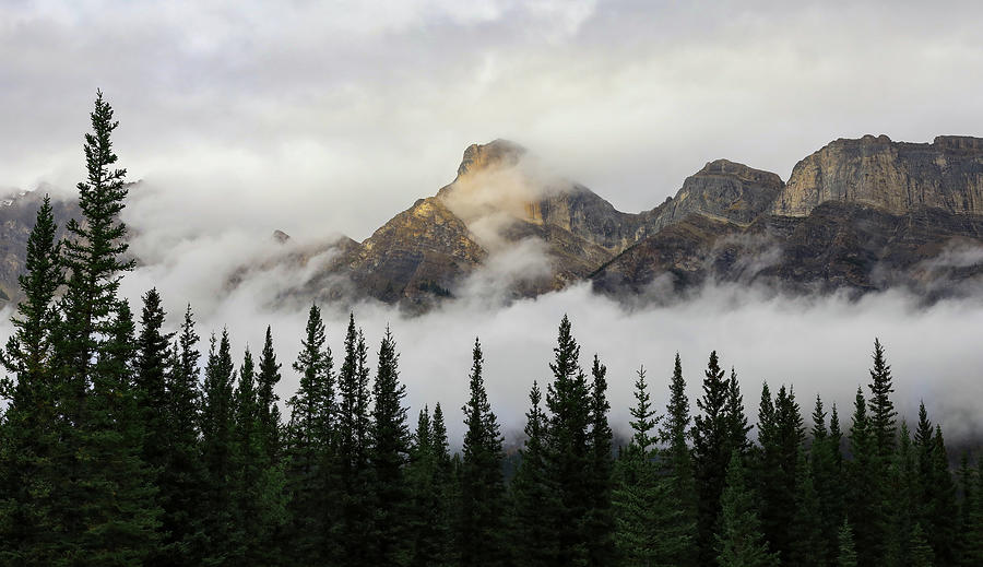 Canadian Rockies Photograph - Sunlit Mountain Peak Canadian Rockies by Dan Sproul